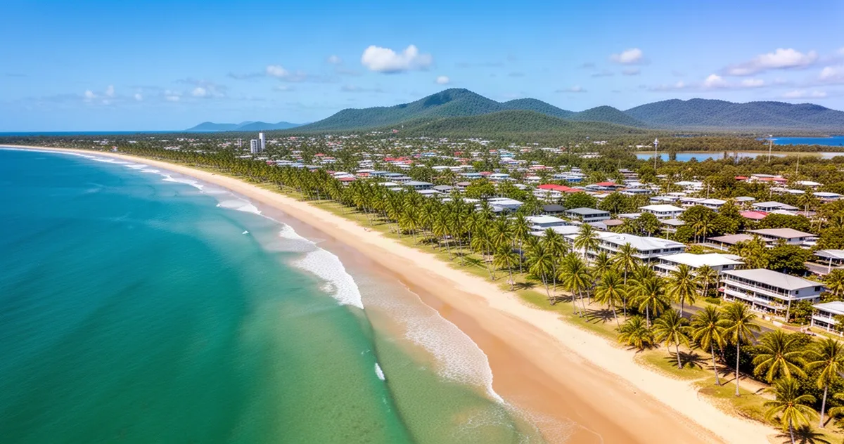 Port Douglas i plaża Four Mile Beach z lotu ptaka