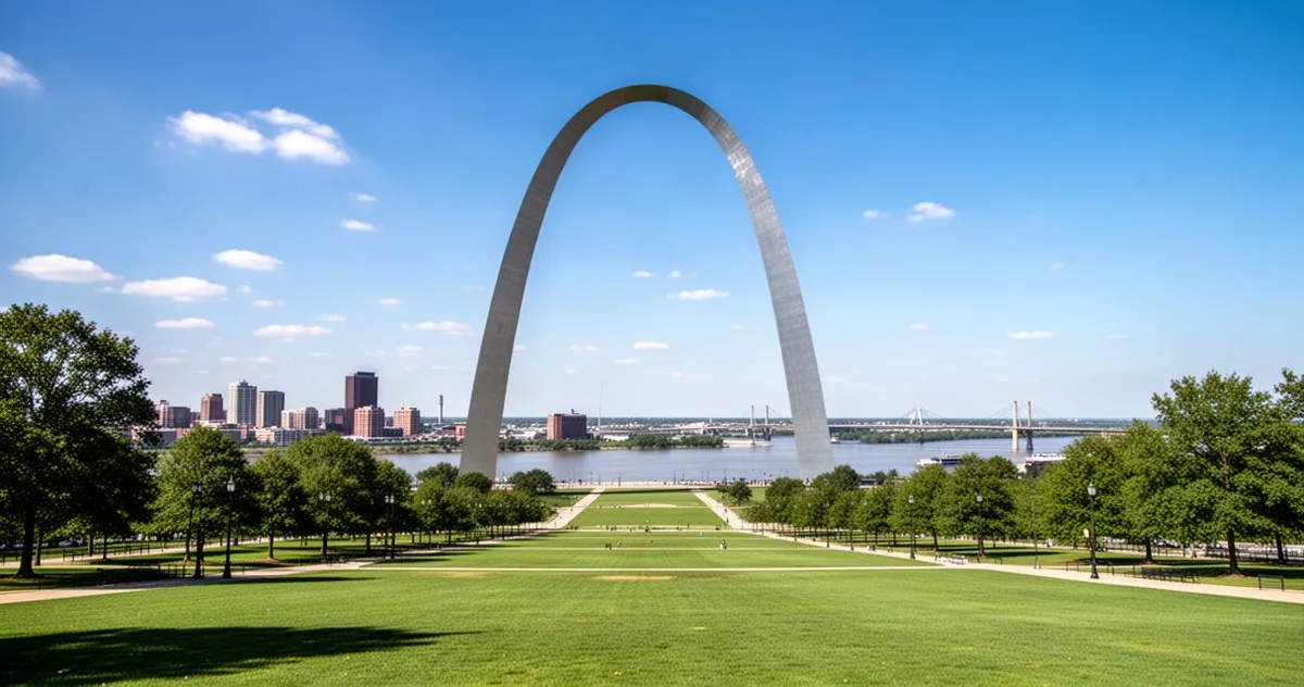 Gateway Arch w St. Louis widziany z parku
