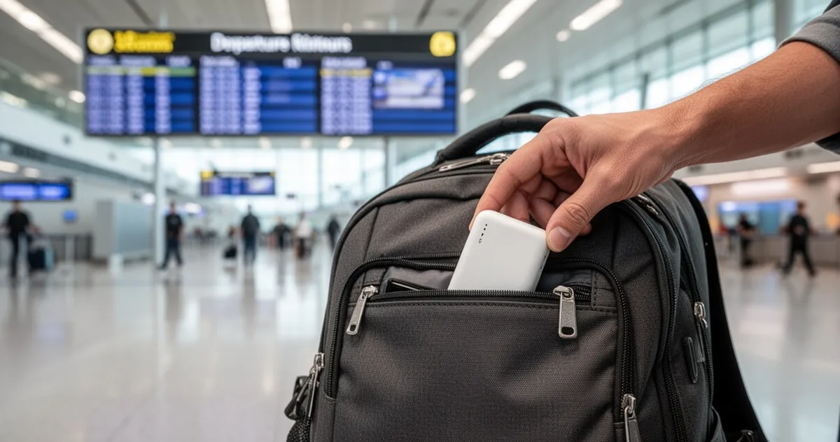 Powerbank wkładany do bagażu podręcznego na lotnisku