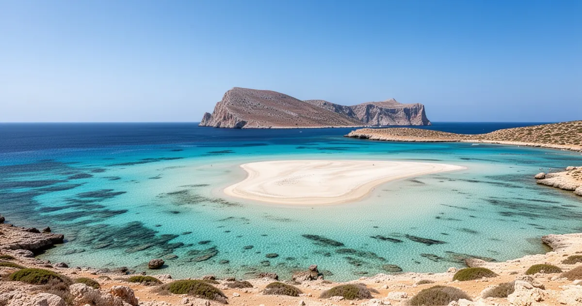 Laguna Balos z widokiem na wyspę Gramvousa