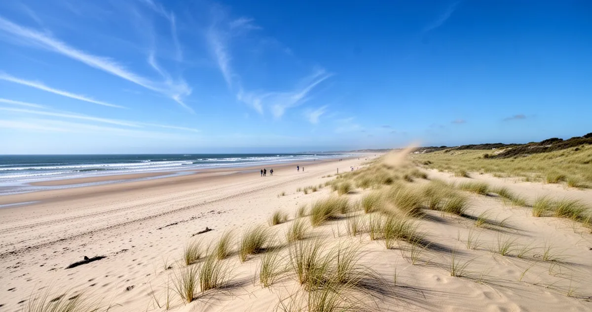 Długa piaszczysta plaża na otwartym wybrzeżu