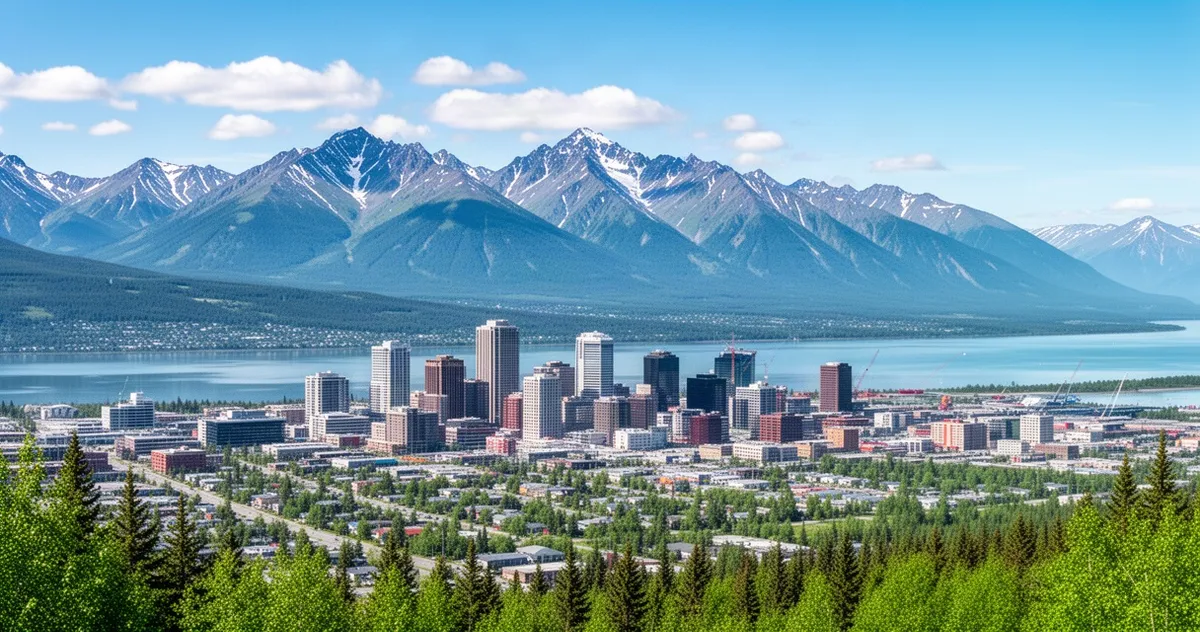 Widok na Anchorage i góry Chugach