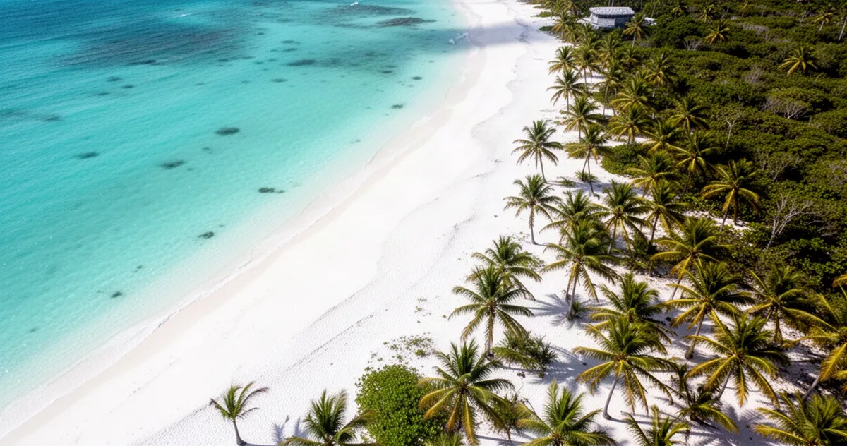 Plaża Playa Paraíso w Tulum z białym piaskiem i turkusową wodą