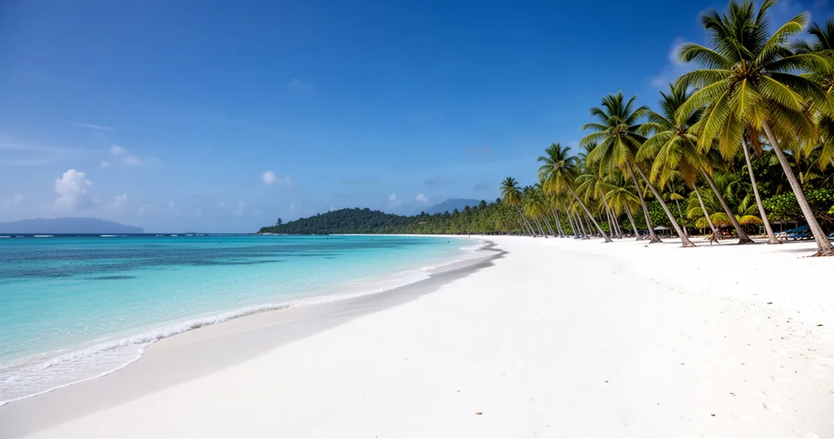 White Beach na Boracay z białym piaskiem i turkusową wodą