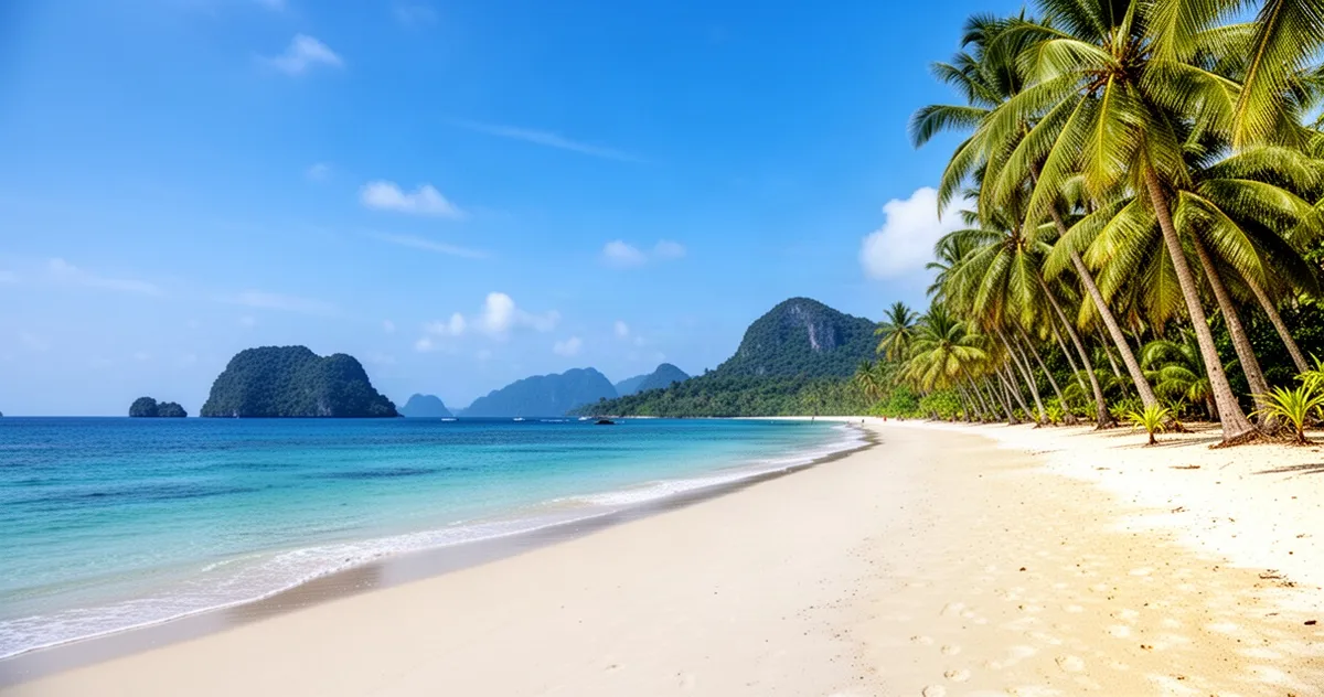 Nacpan Beach z palmami i widokiem na ocean