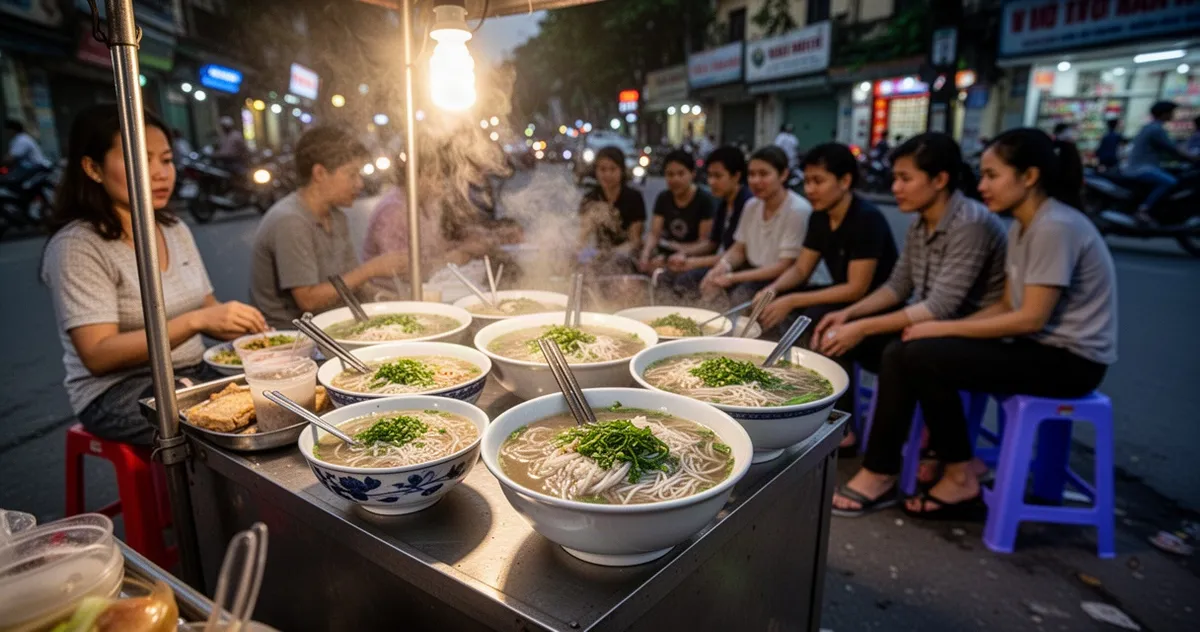 Uliczne stoisko z jedzeniem w Hanoi