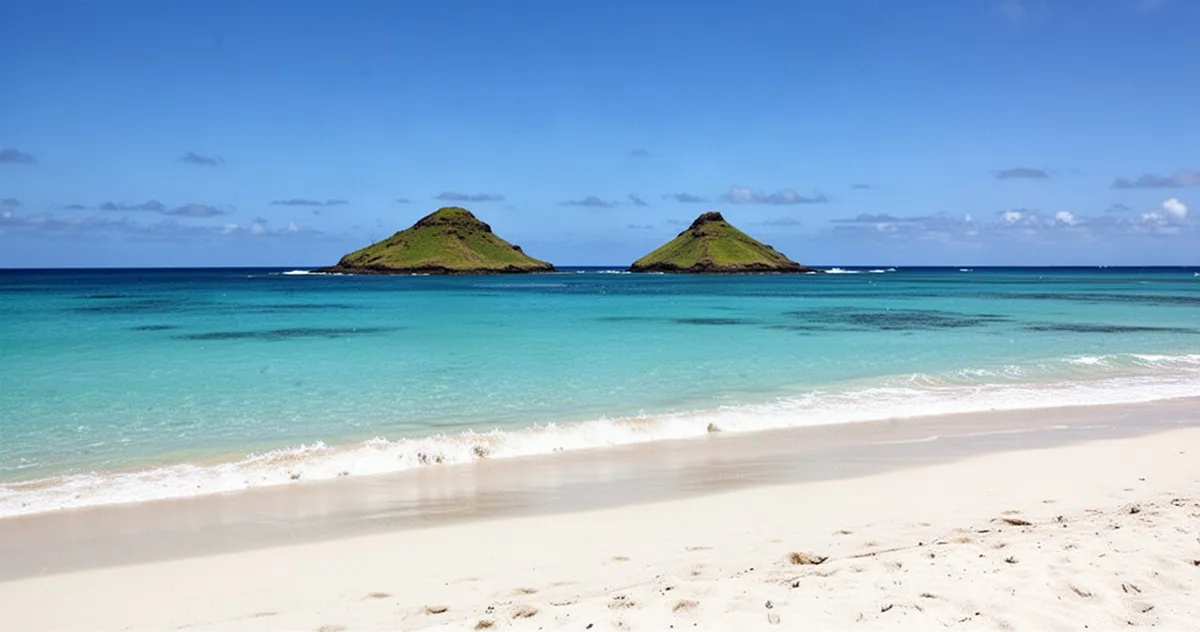 Plaża Lanikai z widokiem na wysepki Mokulua