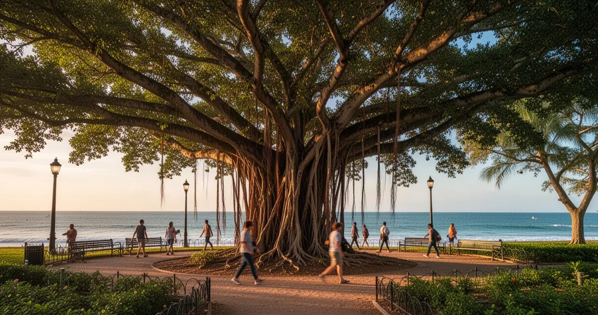 Figowiec bengalski w Banyan Court Park w Lahaina