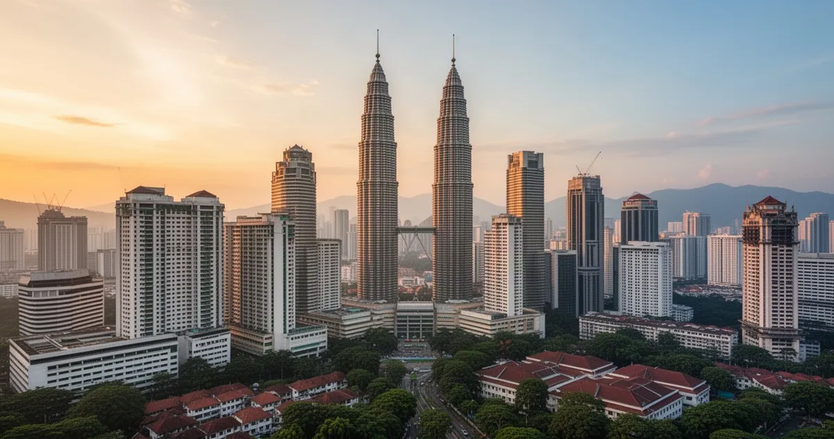 Panorama Kuala Lumpur z widocznymi wieżami Petronas
