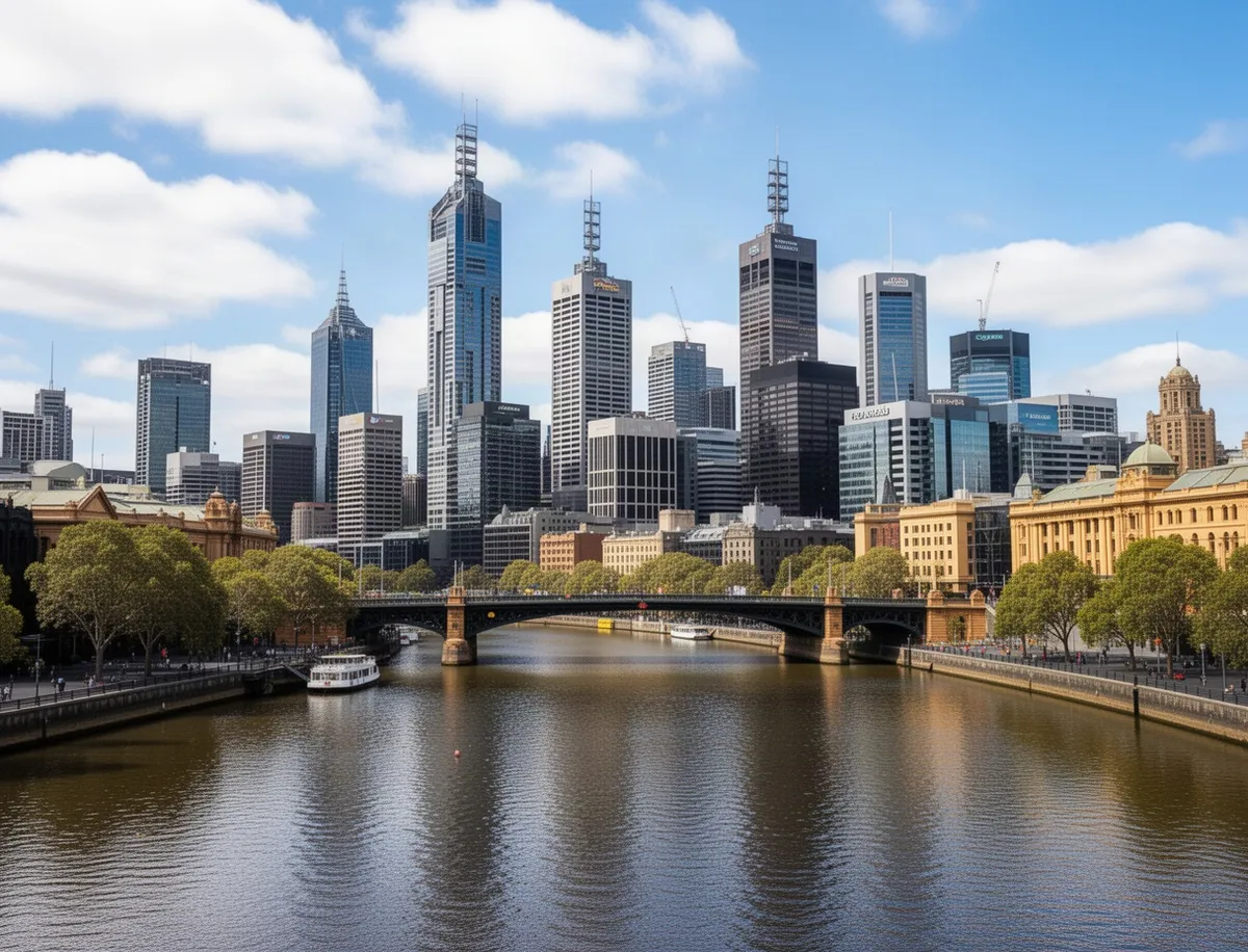 Panorama Melbourne nad rzeką Yarra