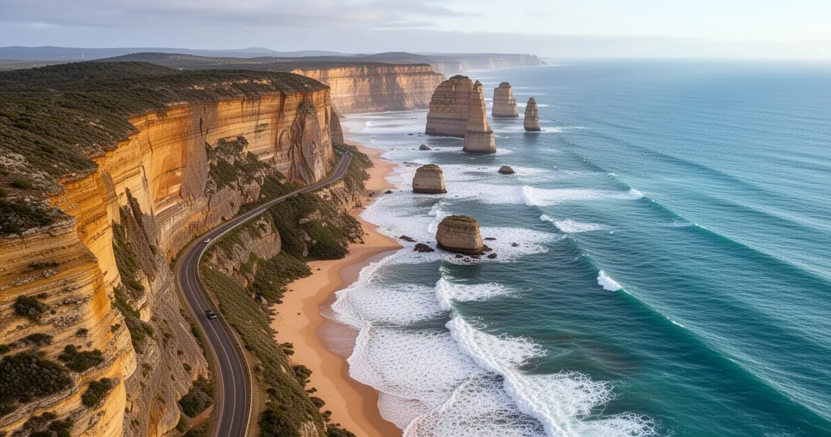 Great Ocean Road w Australii z widokiem na klify i ocean