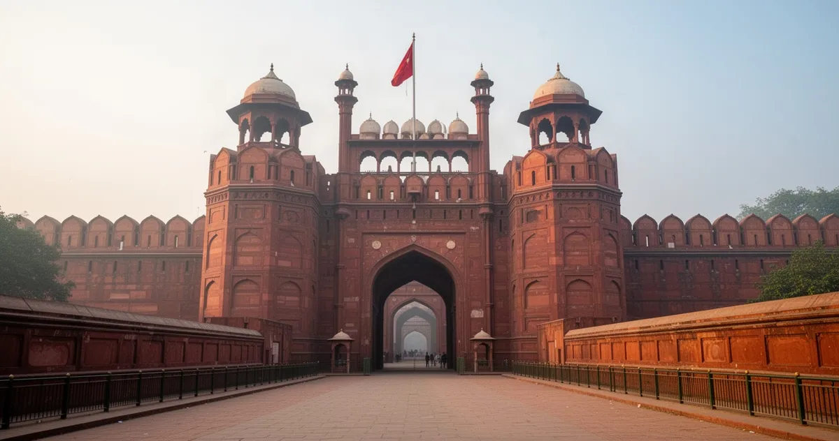 Czerwony Fort w Delhi o poranku