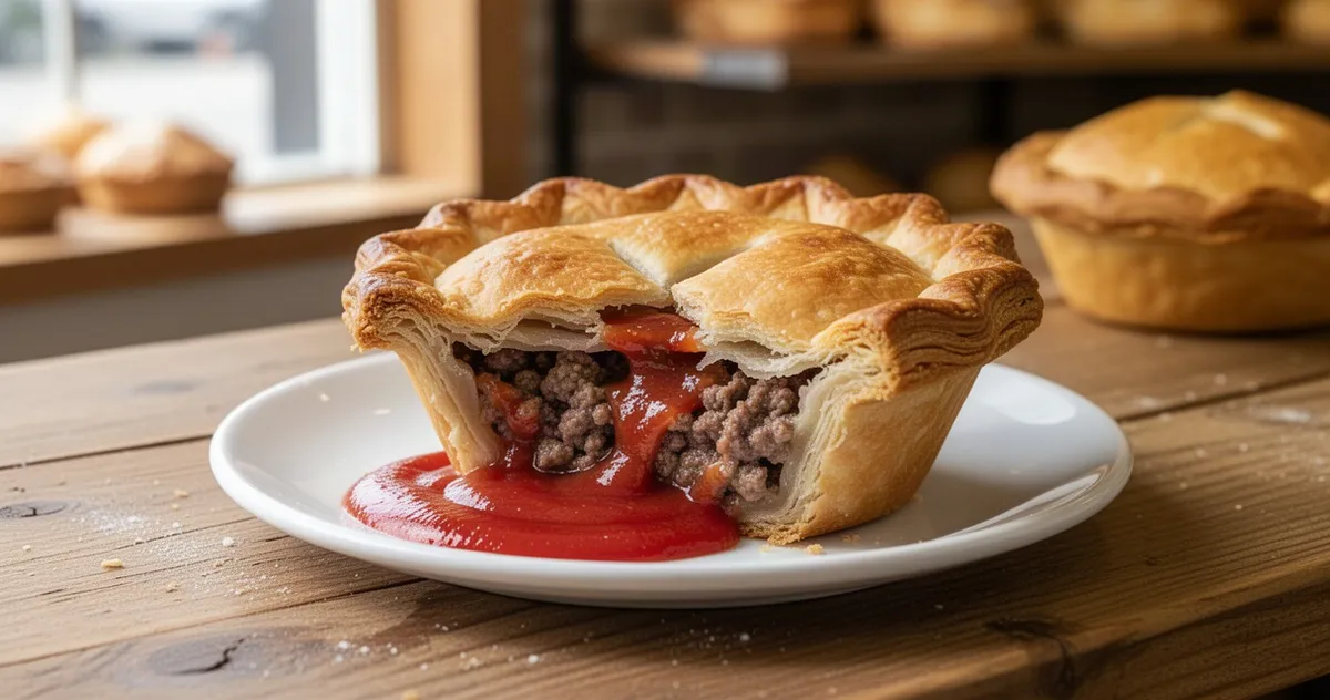 Australijski pasztecik meat pie z sosem pomidorowym