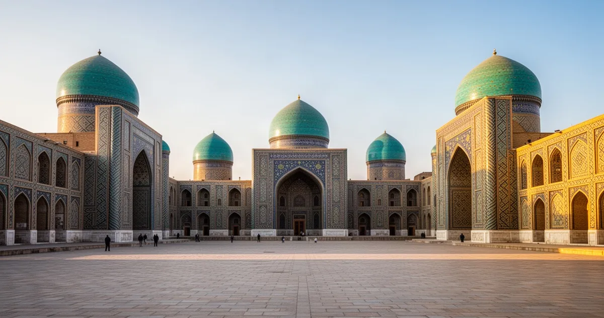 Plac Registan w Samarkandzie z trzema medresami